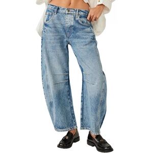 We The Free Good Luck Mid Rise Barrel Leg Jeans